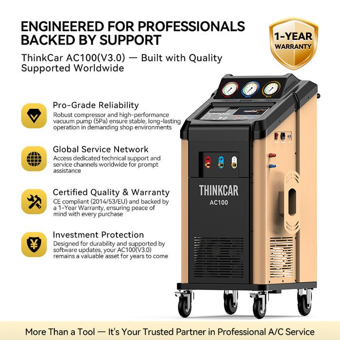Thinkcar AC100 V3.0 Automatic A/C Refrigerant Recovery & Recharge Machine