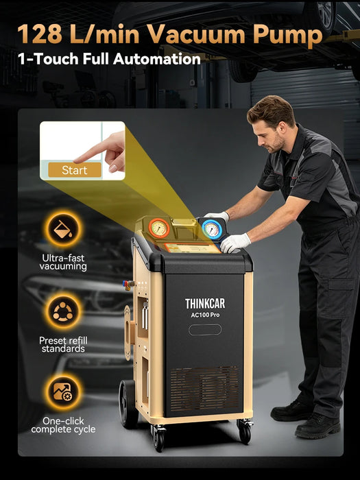 Thinkcar AC100 Pro V2.0 A/C Service Machine - R134a & R1234yf Recovery, Recycling & Recharge Station, 110V