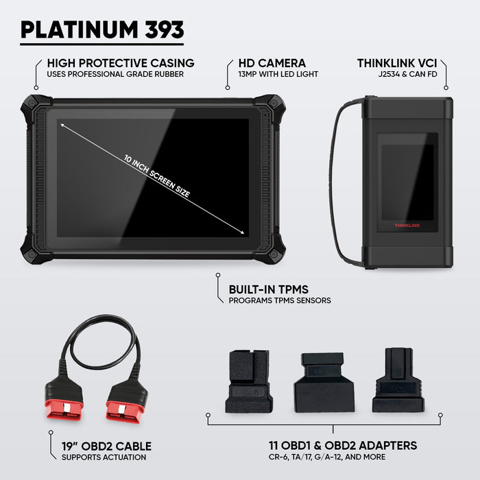 PLATINUM 393 - 10" Full System Professional Car Diagnostic Scanner with 41 Maintenance Reset Functions