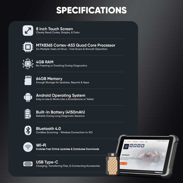 ThinkCar Platinum 191 - 8" Bi-Directional Scanner