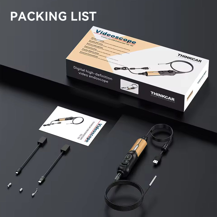 Thinkcar ES102 USB Endoscope - 5.5mm HD Automotive Inspection Camera with 6 LED Lights & 35" Flexible Probe