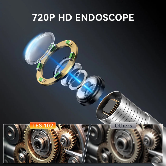 Thinkcar ES102 USB Endoscope - 5.5mm HD Automotive Inspection Camera with 6 LED Lights & 35" Flexible Probe