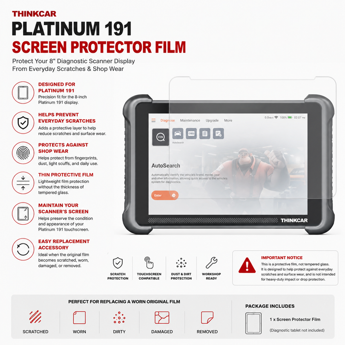 Thinkcar Platinum 191 Screen Protector Film – 8" Diagnostic Scanner Display Protection