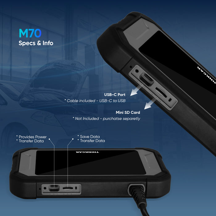 THINKCHECK M70 - Escáner OBD2 de sistema completo de 5 ", lector de códigos de coche, tableta, herramienta integral de escaneo de diagnóstico de vehículos