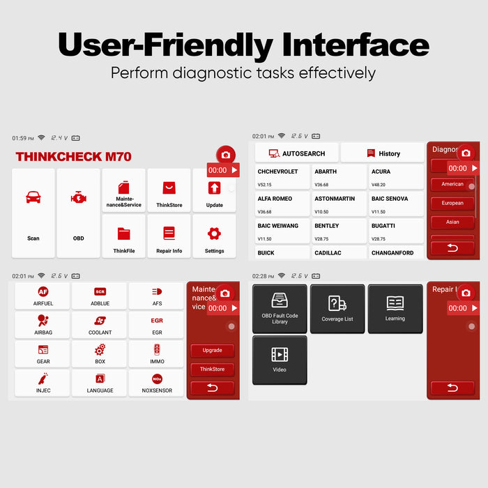 Thinkcar THINKCHECK M70 5-Inch Full System OBD2 Scanner Car Code Reader Tablet Comprehensive Vehicle Diagnostic Scan Tool