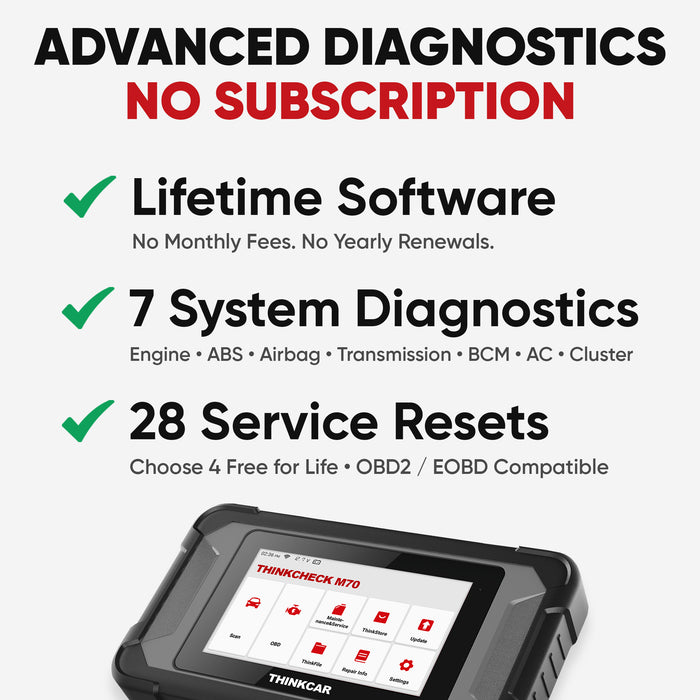 Thinkcar THINKCHECK M70 5-Inch Full System OBD2 Scanner Car Code Reader Tablet Comprehensive Vehicle Diagnostic Scan Tool