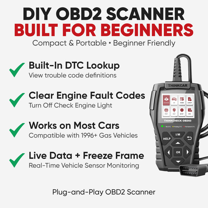 Unbranded OBD2 Fault Code Reader – Check Engine Light Diagnostic Scan Tool For All 1996+ Gas Vehicles