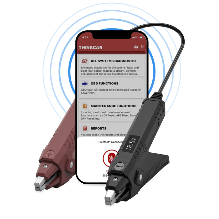 THINKEASY V2 - Probador de Baterías de Coche con Bluetooth 5.0 + APP Probador de Alternador Automotriz 