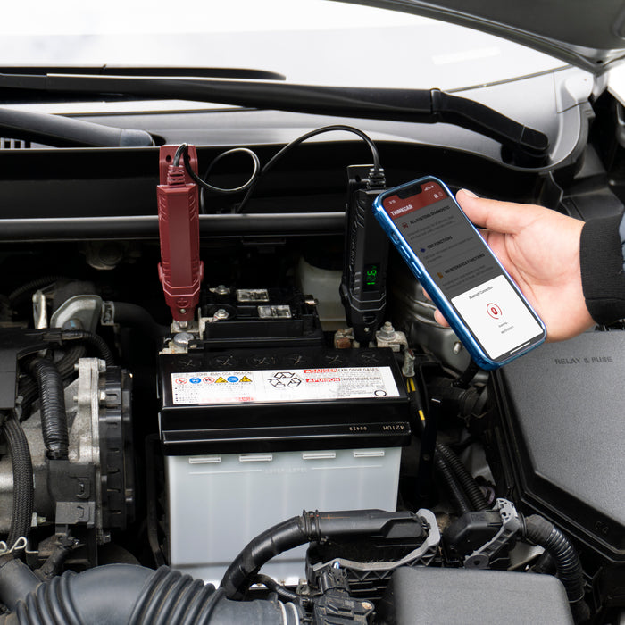 Lector de códigos de automóvil con escáner Bluetooth OBD2 con clips para probador de batería INCLUIDO Kit combinado para herramienta de diagnóstico de vehículos - THINKDIAG + THINKEASY v2