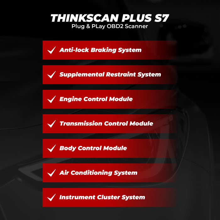 THINKSCAN PLUS S7 - Escáner OBD2 ABS/SRS/Motor/Transmisión/BCM/AC/IC Lectores de código de reinicio y herramientas de escaneo 