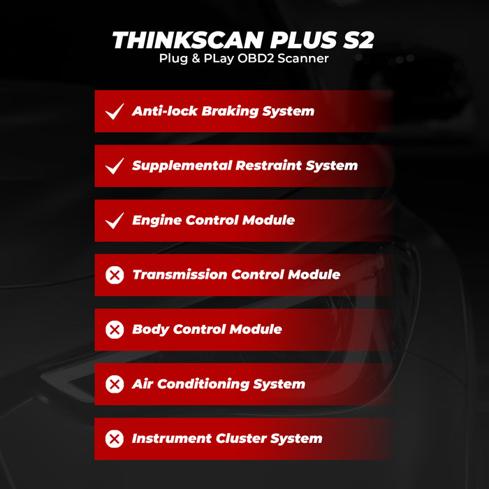 Thinkcar THINKSCAN PLUS S2 5-Inch OBD2 Car Diagnostic Scanner with 3 System Reset Functions Check Engine/ABS/SRS Code Readers Diagnostic Tool