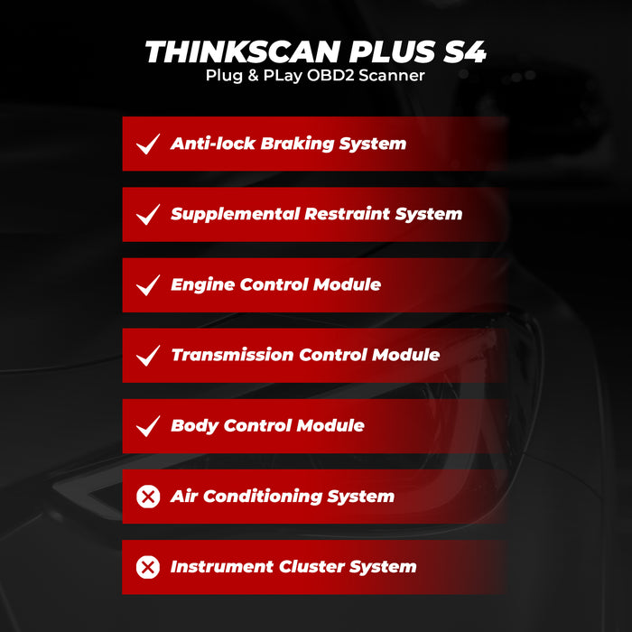 Thinkcar THINKSCAN PLUS S4 5-Inch Touchscreen OBD2 Car Diagnostic Scanner Tool with 5 Systems Reset Functions
