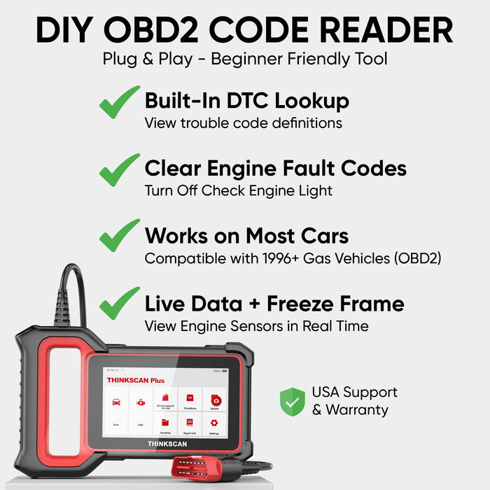 Thinkcar THINKSCAN PLUS S7 5-Inch OBD2 Scanner ABS/SRS/Engine/Transmission/BCM/AC/IC Reset Code Readers & Scan Tools