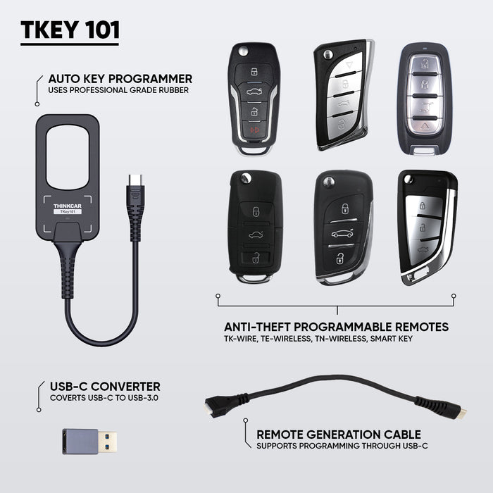THINKCAR TKEY 101 - Universal Car Key Programmer Equipment with 6 Unit Remote Keys
