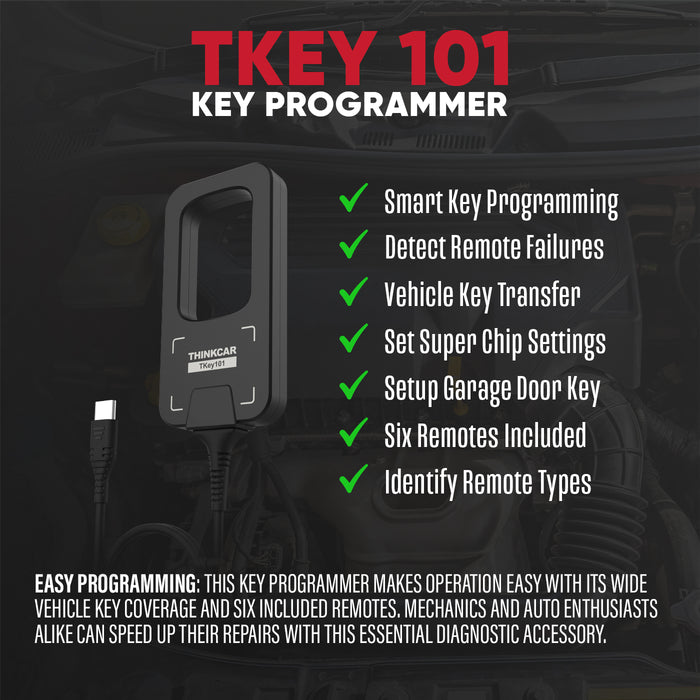 THINKCAR TKEY 101 - Equipo Programador Universal de Llaves de Auto con Mando a Distancia de 6 Unidades