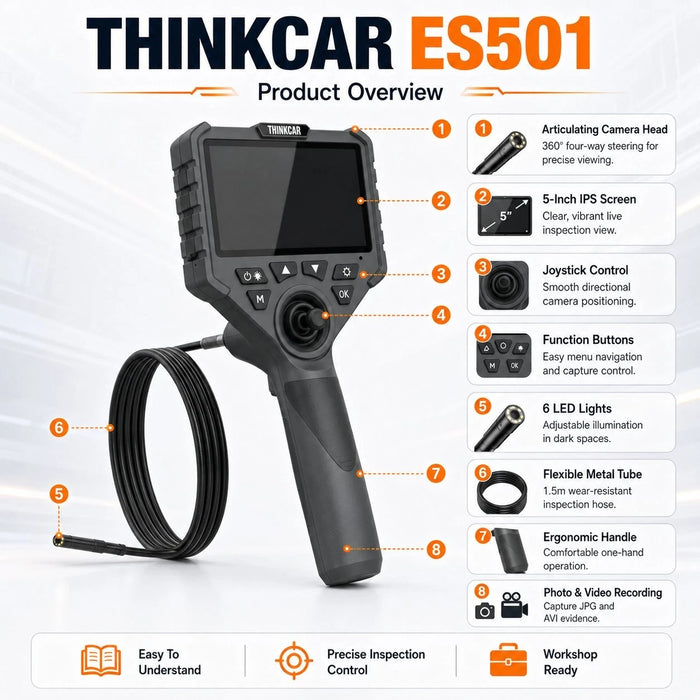 Thinkcar ES501 Professional Automotive Video Inspection Endoscope Camera