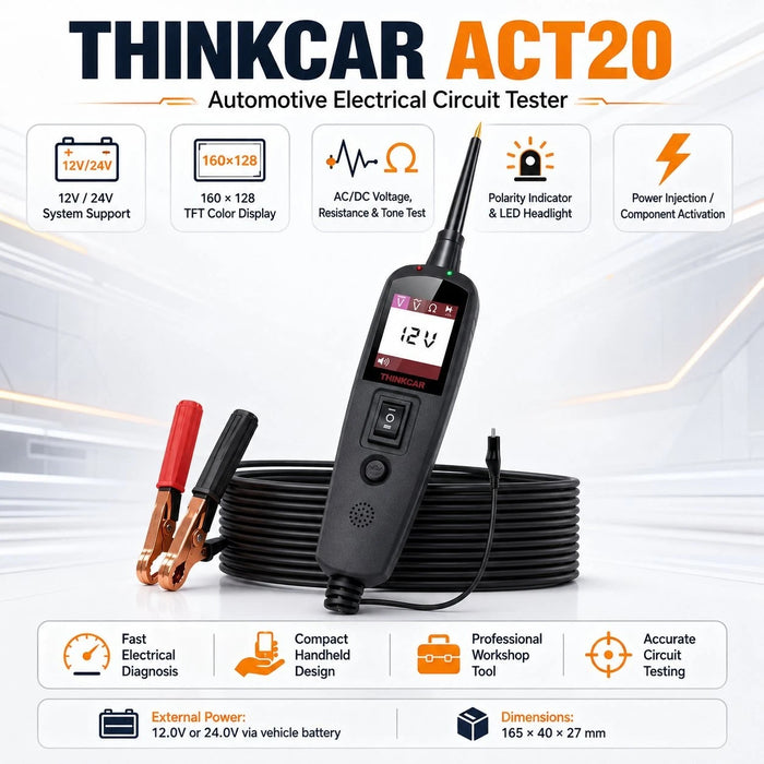 Thinkcar ACT20 Automotive Circuit Tester – 12V/24V Power Probe, Electrical System & Component Tester