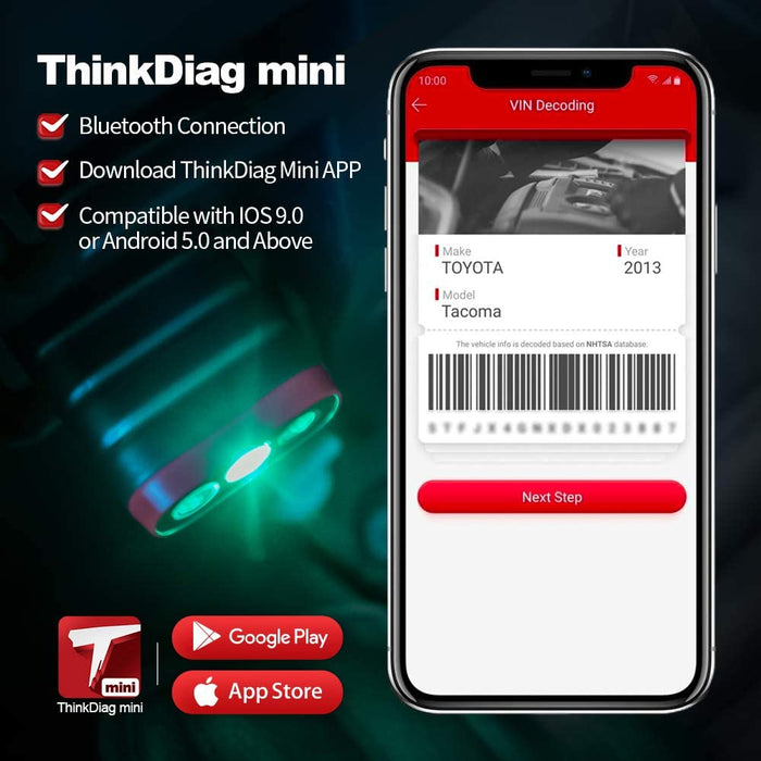 THINKDIAG MINI - Bluetooth OBD2 Scanner Diagnostic Tool, OE Full-System Car Scanner for iOS & Android, Check Engine Light Fault Code Reader & Scan Tool