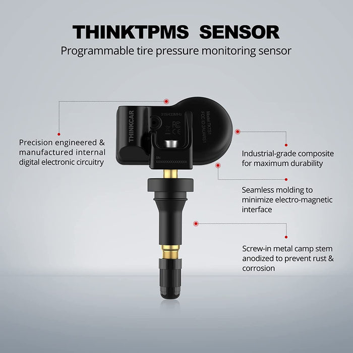 Sensor TPMS Sensor de presión de neumáticos de 315-433 MHz - Vástago de goma THINKTPMS S1