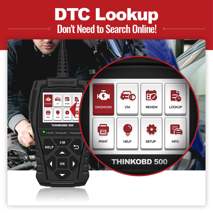 THINKOBD 500: verifique el lector de códigos del motor con actualización gratuita de por vida, herramienta de escaneo de prueba de emisiones ECM para mecánicos