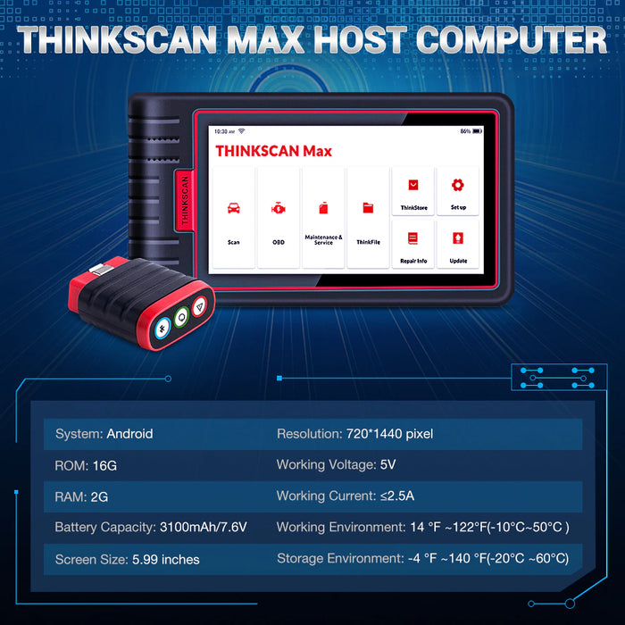 THINKSCAN MAX - Herramienta de escaneo de diagnóstico de automóvil para todos los vehículos Escáner OBD2 de todos los sistemas con 28 funciones de mantenimiento