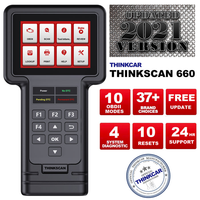 Professional OBD2 Scanner Automotive Diagnostic Equipment Tool for Code Reset Engine, Transmission, ABS, & Airbag - THINKSCAN 660