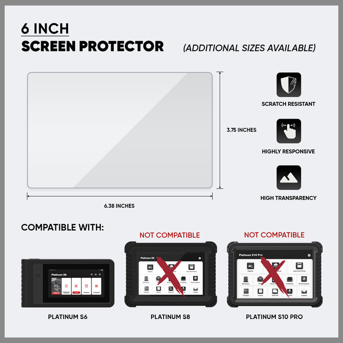 Protector de pantalla de 6 pulgadas para escáner de diagnóstico de vehículos ThinkCar Platinum S6, Thintool Mini, Thinkscan Max (5 unidades)