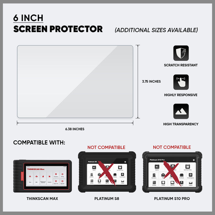 6" inch Screen Protector for Vehicle Diagnostic Scanner ThinkCar Platinum S6, Thintool Mini, Thinkscan Max (5 QTY)