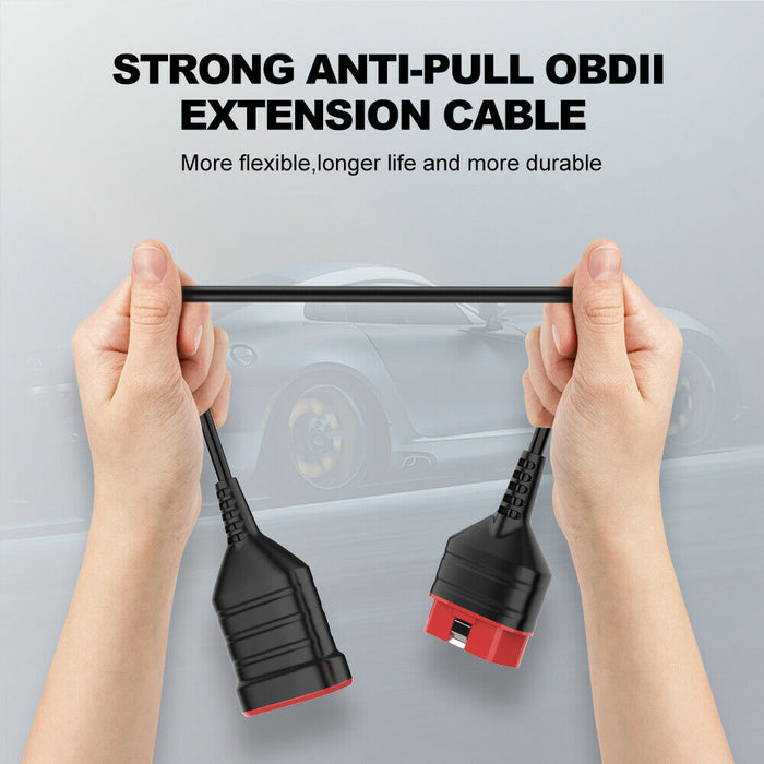 19" Inch Replacement 16 Pin OBD2 Extension Cable Adapter Cord for Vehicle Diagnostic Tool Scanner