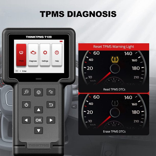 Escáner TPMS OBD2 de 3,5 pulgadas Lector de códigos de automóvil Sistema de presión de neumáticos Reaprendizaje Equipo de diagnóstico automotriz - THINKTPMS T109