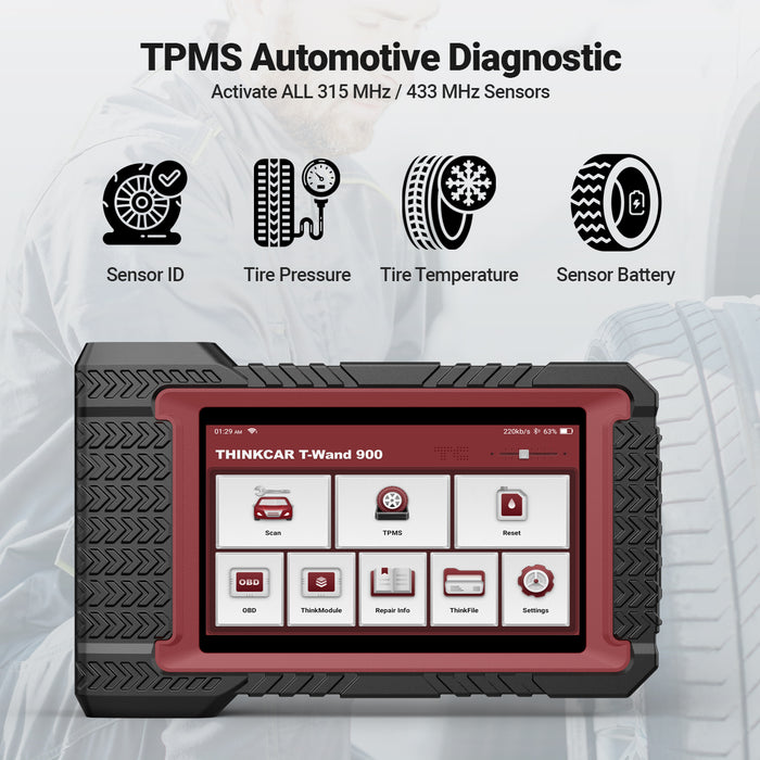TWAND 900 - Herramienta de escaneo de diagnóstico de sistema completo inalámbrico Reaprendizaje de sensores y reinicio de programa TPMS