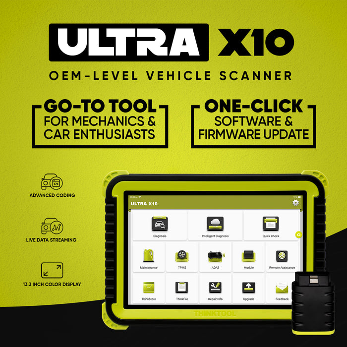 ULTRA X10 - Herramienta de diagnóstico automático de escáner OBD2 de sistema completo con pantalla táctil de 10" con protocolo CAN FD 