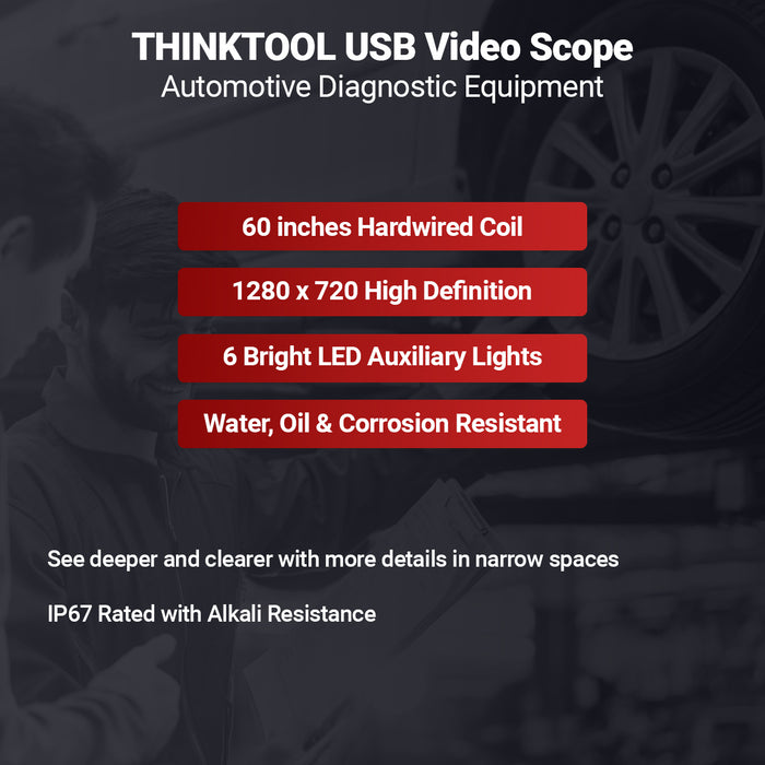 Cámara de alcance de inspección de video USB de 60 pulgadas con luz LED para equipos de diagnóstico automotriz - VIDEO SCOPE (USB)
